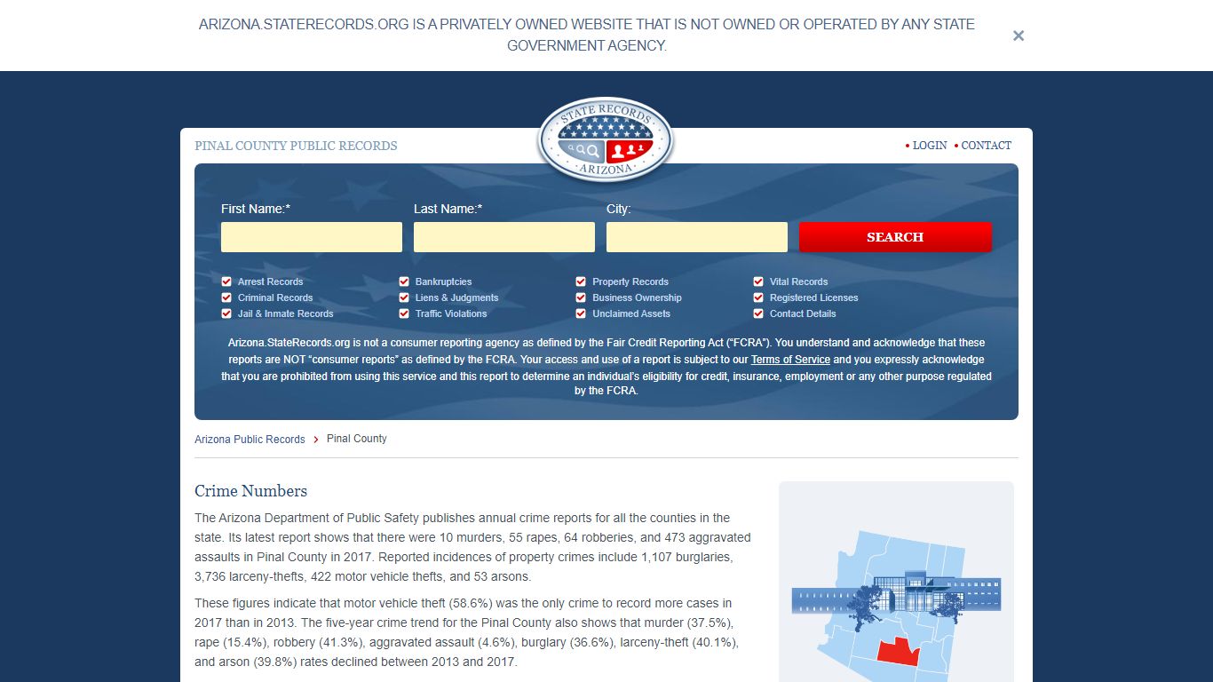 Pinal County Arrest, Court, and Public Records | StateRecords.org