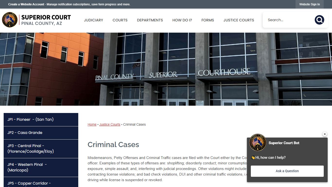 Criminal Cases | Pinal County Superior Court, AZ