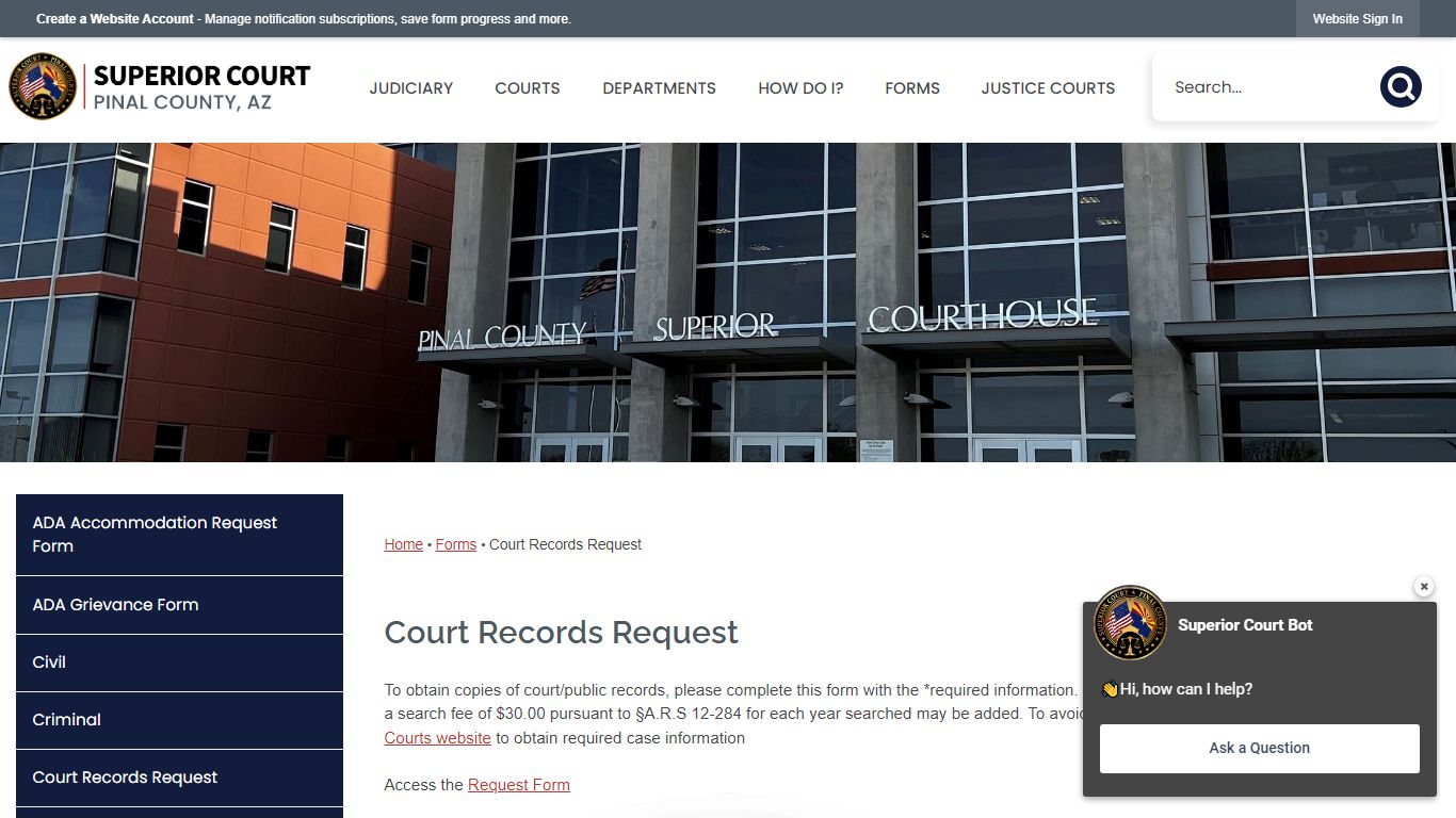 Court Records Request | Pinal County Superior Court, AZ